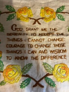 Embroidered Yellow Rose Prayer Wall Hanging - Brand Unknown
